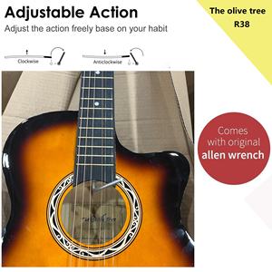 Guitare acoustique colorée pour débutant en tilleul de 38 pouces avec TRUSS ROD (COMBO SET) - Product Image 3