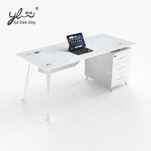 Mesa de conferencia grande, mueble de oficina de vidrio templado para sala de reuniones - Product Image 2