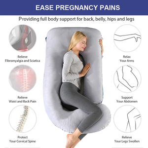 Bantal Kehamilan Oeko-Tex Bentuk J yang Dapat Disesuaikan, Terbuat dari Katun PP, Meredakan Nyeri Punggung & Pinggul Saat Kehamilan, untuk Tidur yang Nyaman - Product Image 3