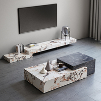 Italienischer Rechteckiger Kreativer Couchtisch Luxuriöser Moderner Schiefer Quadratischer Ecktisch Beistelltisch für Wohnzimmer