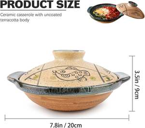 DOERDO Casserole <span class=keywords><strong>en</strong></span> argile chinoise design classique de 7 pouces, <span class=keywords><strong>couvercle</strong></span> de marmite <span class=keywords><strong>en</strong></span> <span class=keywords><strong>terre</strong></span> cuite de 18cm pour restaurant à domicile - Product Image 2