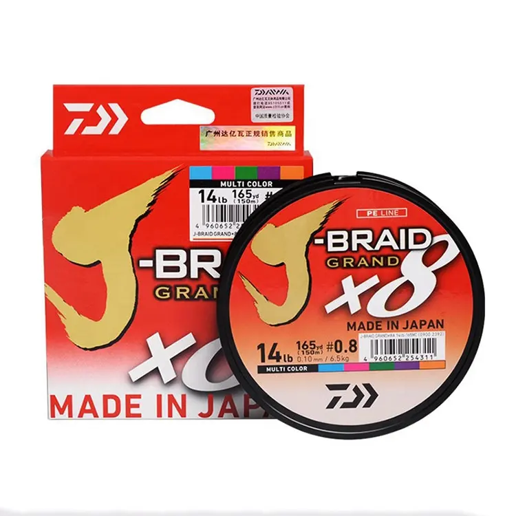 Made In Japan Original Daiwa 150m/300m 8x J-braid Grand Pe 8 Strands Braided Pe Fishing Braided Line