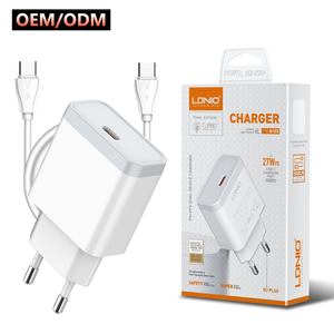 LDNIO Q122 ที่ชาร์จพกพาแบบ Type-C กำลังไฟ 27W รองรับการชาร์จเร็ว ปลั๊ก EU ได้รับการรับรองมาตรฐาน CE รองรับ PD 3.0 สำหรับโทรศัพท์มือถือ พร้อมโลโก้แบบกำหนดเองได้ - Product Image 1