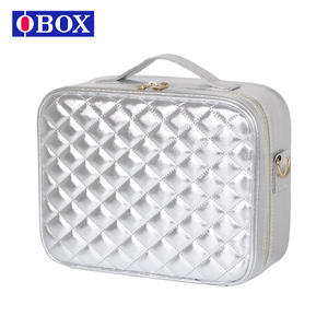 Estuche de Maquillaje Obox con Espejo Iluminado, Diseño a Cuadros, Capacidad Media, Cierre de Cremallera, para Almacenamiento en el Hogar, Primavera 2025 - Product Image 3