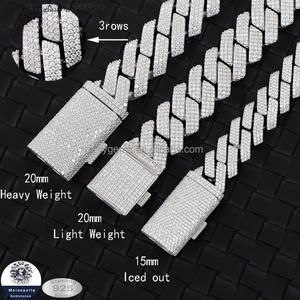 Cadena Cubana de Plata Maciza de 20 mm de Ancho con Incrustaciones de Diamantes Moissanite VVS, Joyería Masculina para Uso Diario - Product Image 5