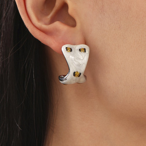 Pendientes de acero inoxidable a la moda de la industria pesada, accesorios de esmalte que no se desvanecen, peso de fundición de Color Popular al por mayor - Product Image 2
