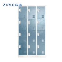 Armoire de rangement en acier à 12 portes avec serrure à clé pour employés, gymnase, école, dortoir