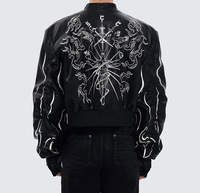 LEDUO Gothic-Style Formelle PU-Jacke mit Stehkragen und Reißverschluss aus Vliesstoff