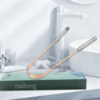 Grattoir à langue en acier inoxydable en forme de U, violet, avec logo personnalisé, pour usage domestique, réduit la mauvaise haleine, soin buccal, hygiène