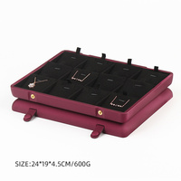 Organisateur en bois plateau en cuir électrique, petit organiseur de rangement en velours acrylique rose en daim, rangement en bois pour bijoux, plateau avec couvercle