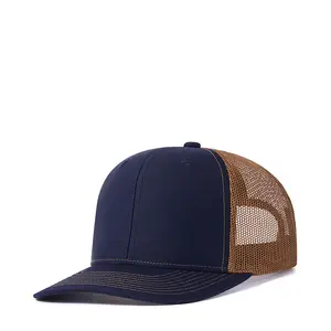 Cappelli a maglia con logo ricamato 3d su ordinazione Gorras sport Cap personalizzabile blu Navy solido bianco Richardson 112 cappello da camionista per uomo