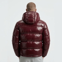 Veste matelassée bordeaux unie décontractée coupe-vent à fermeture éclair coupe régulière pour l'hiver – Vente en gros