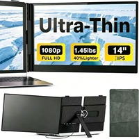 Monitor Portátil Ligero de 14 Pulgadas, Extensor de Pantalla Triple LCD de 3 Pantallas para Laptop, Vista Amplia, para Viajes de Negocios y Configuración de Estación de Trabajo