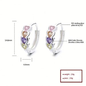 Pendientes de Aro Huggie de Plata 925 para Mujer, Chapados en Plata, Estilo Vintage, con Circonitas Cúbicas de Colores, Resistentes al Deslustre - Product Image 5