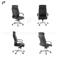Fauteuil de bureau de direction moderne en cuir PU à dossier haut avec cadre en aluminium, pivotant, pour réunion, vente en gros, usine de Foshan