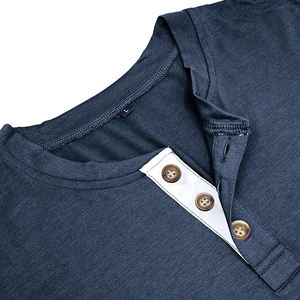 Wholesale Custom Logo Men Slim Fit Short-Sleeve <b>Henley</b> <b>Shirt</b> with Buttons for Men - Product Image 4