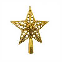 En stock: Adornos de estrella para la punta del árbol de Navidad, transfronterizos, dorados, plateados, rojos, electrochapados, pentagramas huecos, modernos y minimalistas.