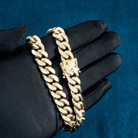 Chaîne Cubaine Luxe en Or Massif 14 Carats Au585, 12mm & 14mm Miami, Véritable Au585 Lourd avec Diamant, Certifiée, Idéale pour Fête & Cadeau