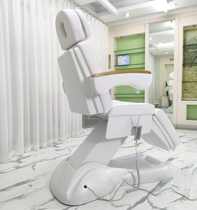 Lit de soin électrique à trois moteurs pour esthétique, ajustement de la colonne vertébrale, injections médicales, tatouage, avec accoudoirs en bois, design moderne - Product Image 3