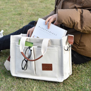 Stylish Eco-friendly Women's Green Canvas Crossbody Tote <b>Bag</b> Large Capacity Customizable Logo <b>Reusable</b> Casual Shoulder <b>Bag</b> - Product Image 5