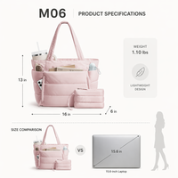 Sac fourre-tout matelassé rose de luxe personnalisé avec logo, grande capacité, multi-poches, fonctionnel, pour maman
