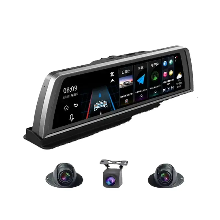 Araba dvr'ı sürüş kaydedici 4G WiFi 4 kamera ADAS Android 10 "merkezi konsol dikiz aynası GPS FHD 1080P arka kamera kaydedici