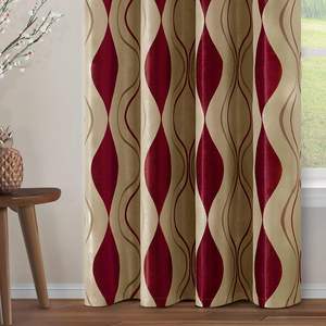 JA 52\" X 84\" Rideaux de fenêtre à œillets en jacquard bordeaux <span class=keywords><strong>beige</strong></span> Ensemble de 2 Rideaux occultants pour chambre à coucher Salon - Product Image 4