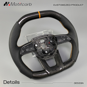 Volant en fibre de carbone personnalisé pour Lamborghini Urus 2019-2025 avec poignées en cuir perforé noir - Product Image 3