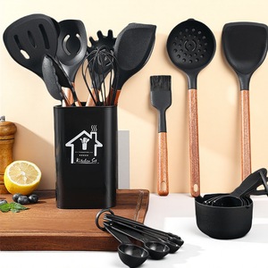 ชุดไม้พายซิลิโคน 12 ชิ้น ด้ามไม้ อุปกรณ์ครัว พร้อมถังเก็บ ไม่ติดกระทะ อุปกรณ์ทำอาหาร - Product Image 2