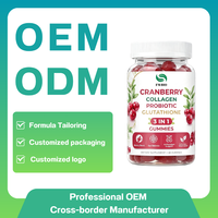 Private label bulk fruitgummies met cranberry, collageen, glutathion, probiotica, aangepaste smaak, verpakking, groothandel