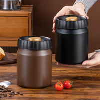 Bocaux de conservation alimentaire sous vide en acier inoxydable, étanches à la lumière, pour café, thé, sucre, avec couvercle en métal
