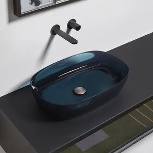 Art Luxury Transparent Colour Crystal Glass Bowl Vessel Bathroom Wash Basin Sink