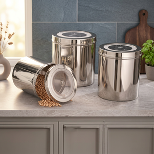 Stainless Steel Food Container Round Airtight <b>Storage</b> <b>Jar</b> Minimalist Design <b>for</b> <b>Kitchen</b> Use - Product Image 5