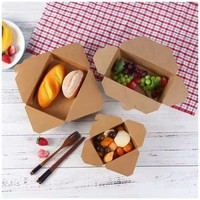 Boîtes carrées rigides jetables en papier kraft épais et résistant à l'huile pour sushis, aliments pour bébés, conserves, poulet frit, hot-dogs, frites