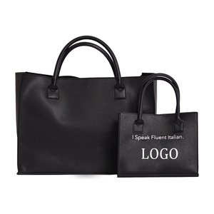 Borsa Mini Tote in Pelle Personalizzata all'Ingrosso con Ricamo 'Parlo Fluormente Francese' e Tre Catene per Ragazze - Product Image 4
