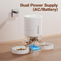 Distributeur automatique de nourriture pour chats avec double gamelle anti-renversement, 5L, Wi-Fi 2.4G, application, 10 repas/jour, enregistrement vocal, pour 2 chats