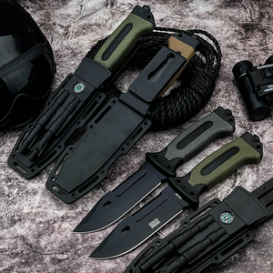 Couteau fixe multifonctionnel pour extérieur avec manche antidérapant en caoutchouc, outil de survie et de chasse portable pour le camping, couteau de sauvetage OEM. - Product Image 5