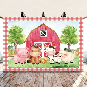 Bannière de fond de scène pour photographie, décorations de fête, accessoires photo pour garçons, thème animaux de la ferme, <span class=keywords><strong>Joyeux</strong></span> <span class=keywords><strong>Anniversaire</strong></span>, Halloween, Remise de diplôme - Product Image 3