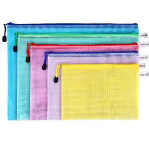 Wholesale Customized A4 A5 Fixed Embossed Waterproof Zipper File Bag Oxford Cloth Zipper Folder BagPlastic Document Bag