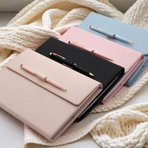 2025 2026 A5 PU Leather PP Notebook Thread Sewing Bound with Three-<b>fold</b> Design <b>Pen</b> Holder & Cardbox - Product Image 1