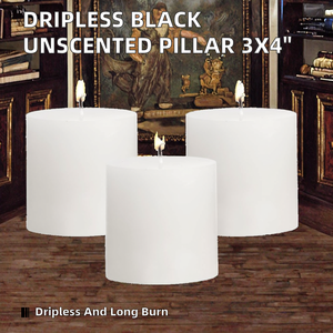 Velas de Parafina sin Goteo y sin Aroma, Hechas a Mano, Color Negro Sólido, para Halloween y Bares, Decoración del Hogar, 3x4 Pulgadas - Product Image 2