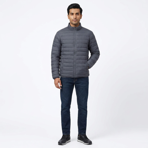 Custom Unisex Winter Puffer <b>Jacket</b> Canvas Lightweight <b>Waterproof</b> Breathable Quilted Stand Collar Full Zip OEM ODM - Product Image 1