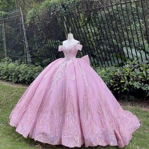 ชุดแต่งงานสีชมพูสไตล์โบฮีเมียนสำหรับผู้หญิง ชุดเจ้าสาวหรูหราพร้อมดีไซน์แบบราชวงศ์ Lsmc87 - Product Image 2