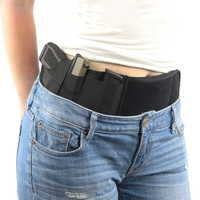 Sarung Pistol Nylon Model Belly Band, Elastis, Lebar, Tersembunyi, dengan Kantong Magazen, Nyaman untuk Penggunaan Sehari-hari