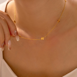 Steel <b>Statement</b> Choker <b>Necklace</b> for Women | 18K Gold Plated Wrinkled Flower Pendant | Unique & Trendy Design - Product Image 4