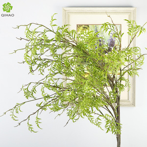 QIHAO <b>Artificial</b> Fern Leaf Branch Green Silk Flower <b>Bouquet</b> Outdoor Home Decoration Plant - Product Image 1