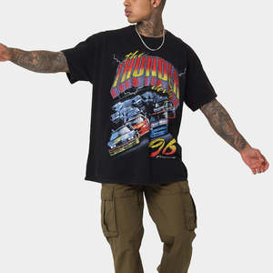 Camiseta de hip hop para hombre, 100% algodón, corte holgado, 220-300 g, estampado en serigrafía, para todas las temporadas - Product Image 2