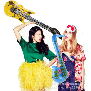 Inflatable Musical Instruments Set 5Pcs PVC Guitars Saxophone Trumpet Drum Kids Toy Unisex 2-4 Years Stage Props - Product Image 2