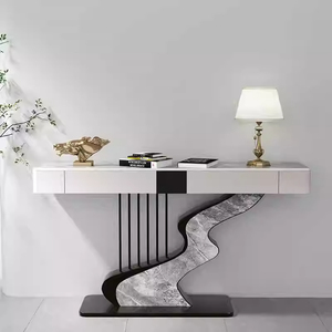 <span class=keywords><strong>Mesa</strong></span> de entrada de tablero de roca de lujo moderno, arte de pared semicircular de <span class=keywords><strong>mesa</strong></span> auxiliar Simple, gabinete decorativo para entrada de Hotel o uso doméstico - Product Image 1