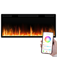 Insert de cheminée électrique 72 pouces 3D encastrable mural avec télécommande intelligente via application, flammes colorées et minuterie pour la décoration du salon